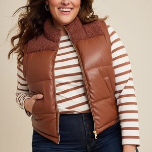 NWT XXL Maurices Faux Leather Mixer Vest